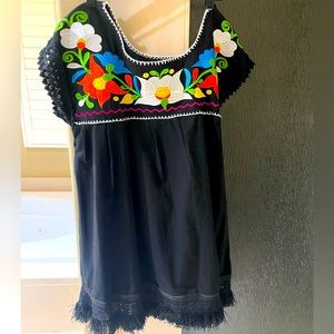 Mexican embroidered black dress